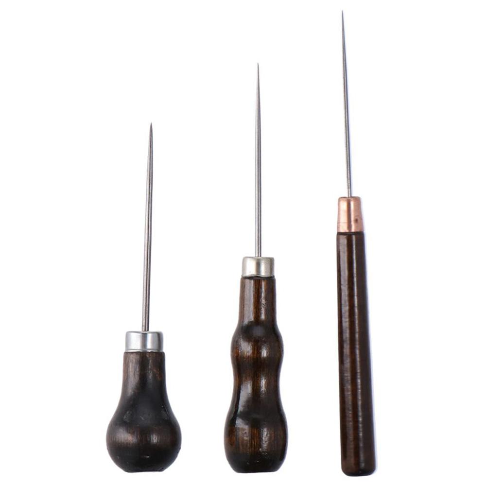 Leatherwork Awl - 3Pcs Wooden Handle Scratch Awl Tool,Leather