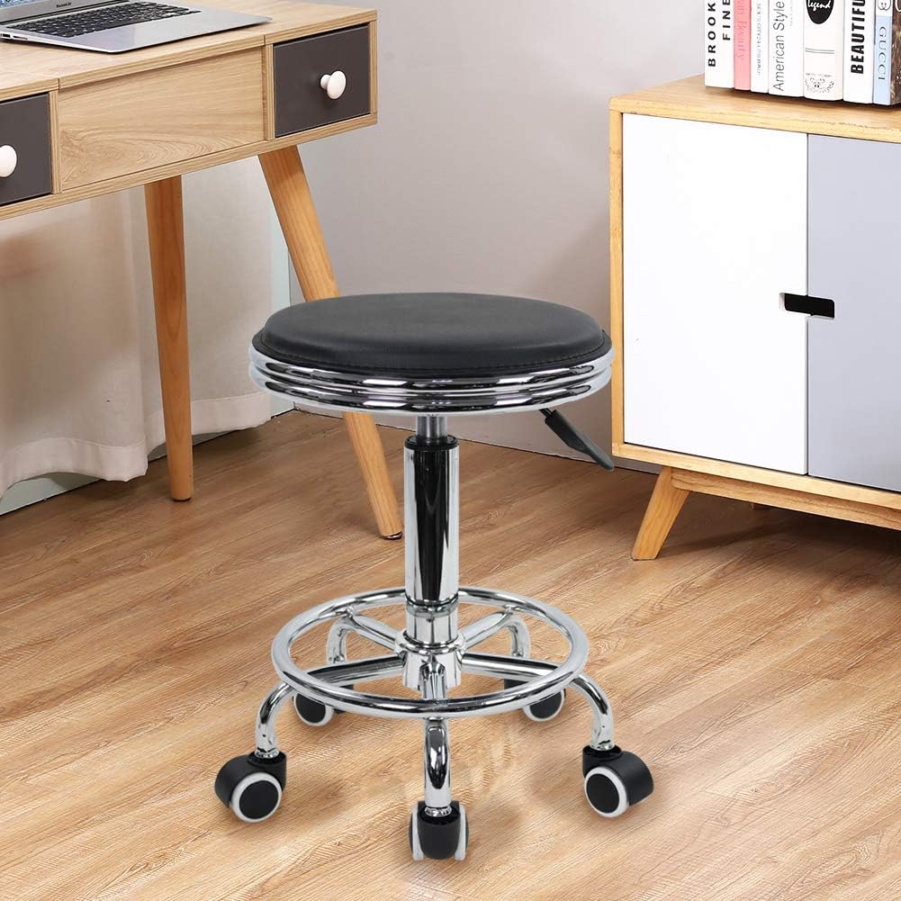 Round Rolling Stool with Foot  - Leatherwork Tattoo 评论和价格