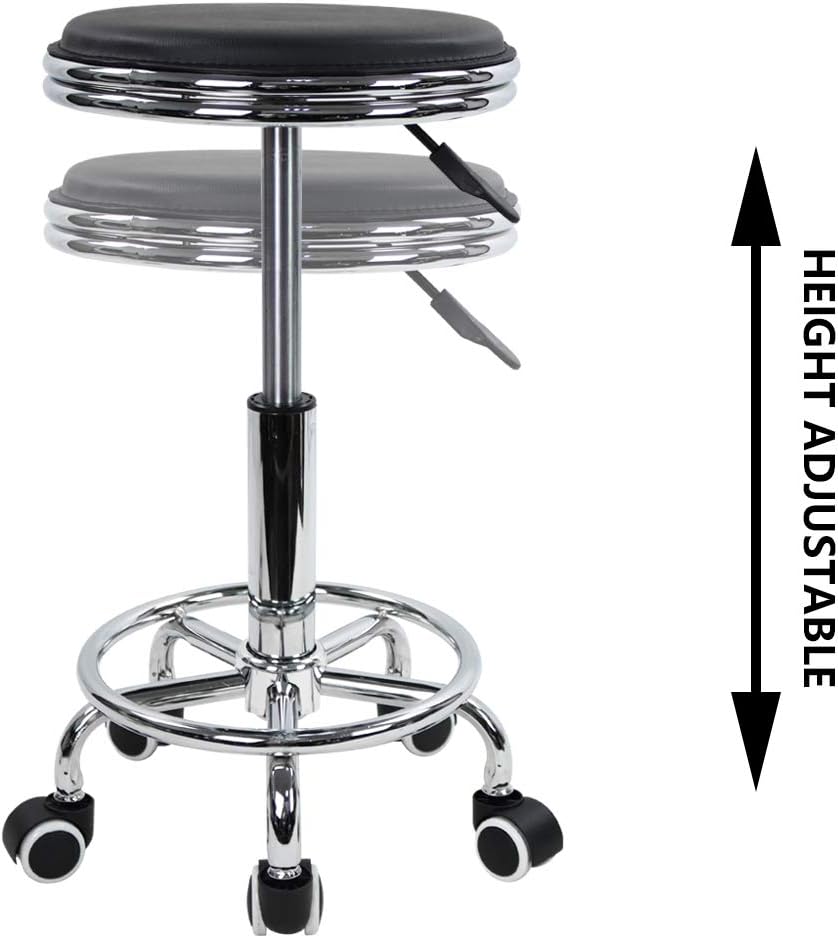 Round Rolling Stool with Foot  - Leatherwork Tattoo 评论和价格