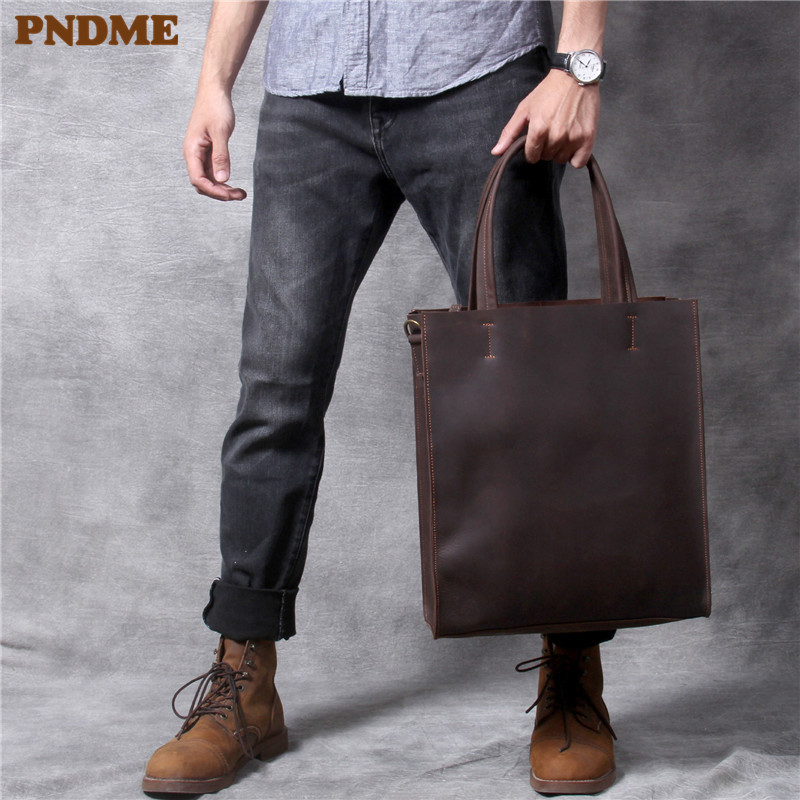Vintage genuine leather men ha - Leather Work Laptop Bag 评论和价格
