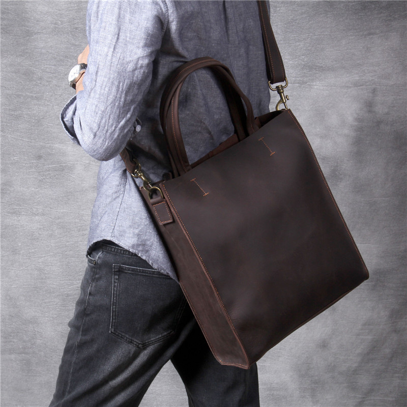 Vintage genuine leather men ha - Leather Work Laptop Bag 评论和价格