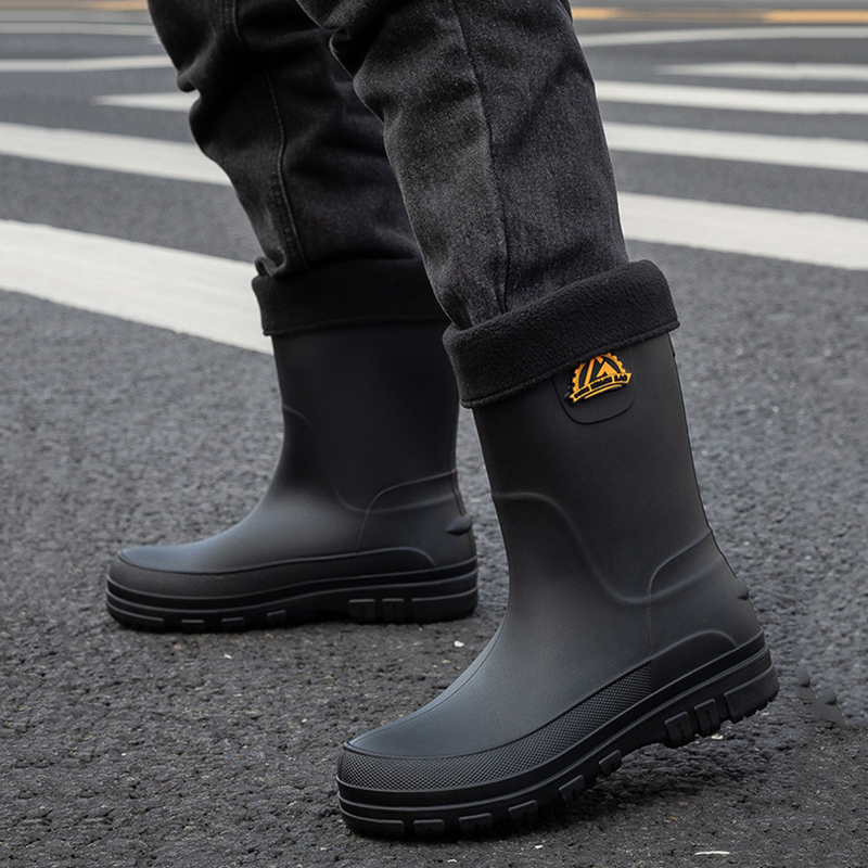 New Fashion Men Rain Boots Pla - Leather Work Youtube 评论和价格