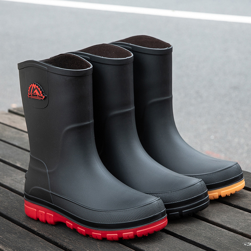 New Fashion Men Rain Boots Pla - Leather Work Youtube 评论和价格