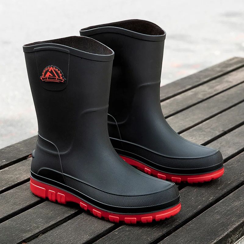New Fashion Men Rain Boots Pla - Leather Work Youtube 评论和价格