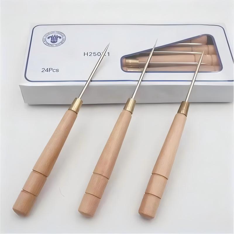 3 PCS Wooden Handle Awl Tool L - Leatherwork Awl 评论和价格