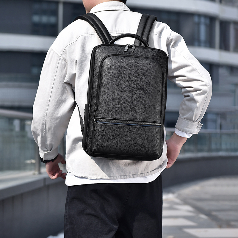 PU Leather Men's Backpack USB  - Leather Work Laptop Bag 评论和价格