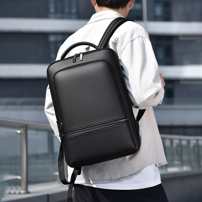 PU Leather Men's Backpack USB  - Leather Work Laptop Bag 评论和价格