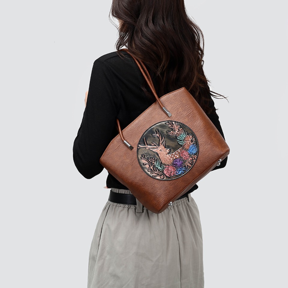 Women Vintage Embossed Deer Fl - Leatherwork Workshop 评论和价格
