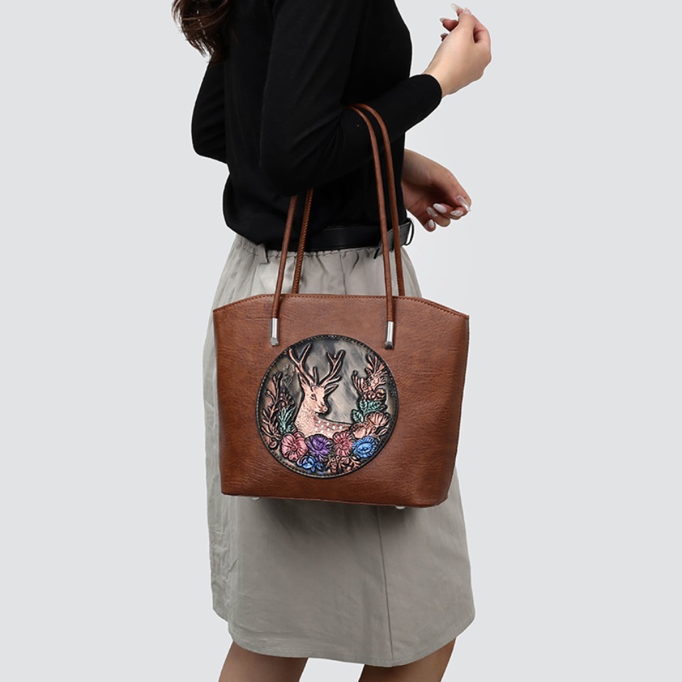 Women Vintage Embossed Deer Fl - Leatherwork Workshop 评论和价格