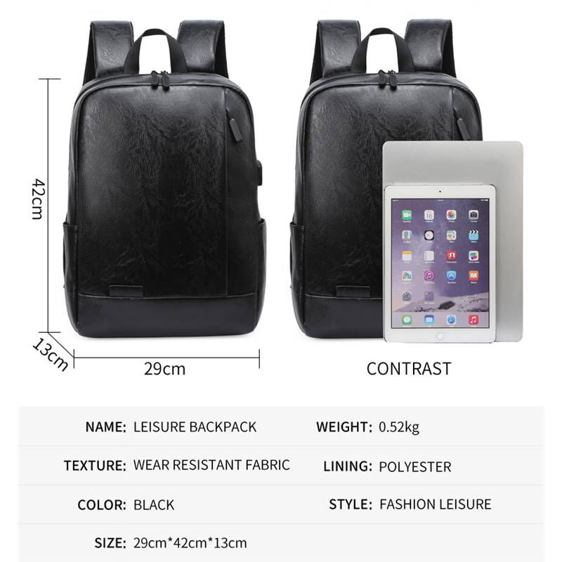 Men Fashionable Backpack PU Le - Leather Work Laptop Bag 评论和价格