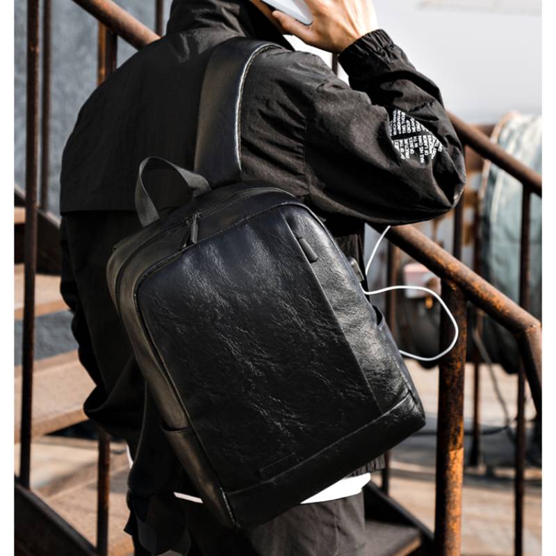Men Fashionable Backpack PU Le - Leather Work Laptop Bag 评论和价格