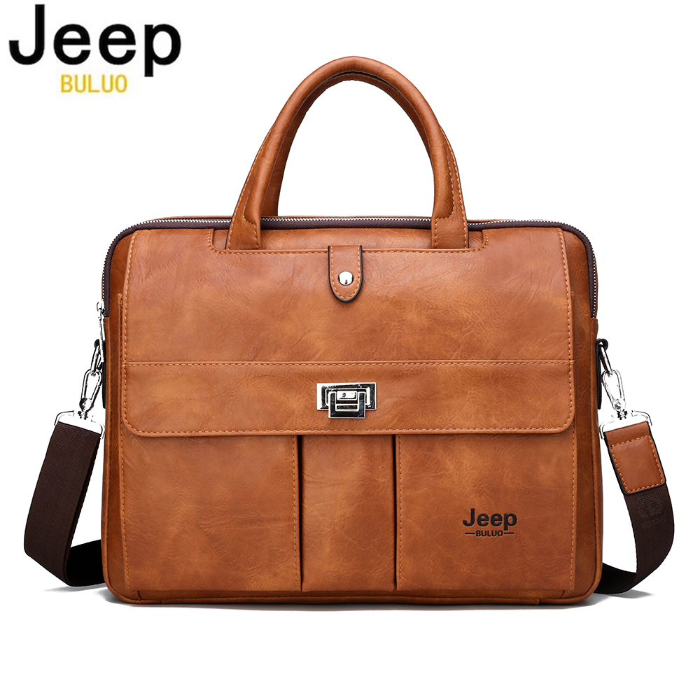 Jeep Buluo Men's Leather Brief - Leather Work Laptop Bag 评论和价格
