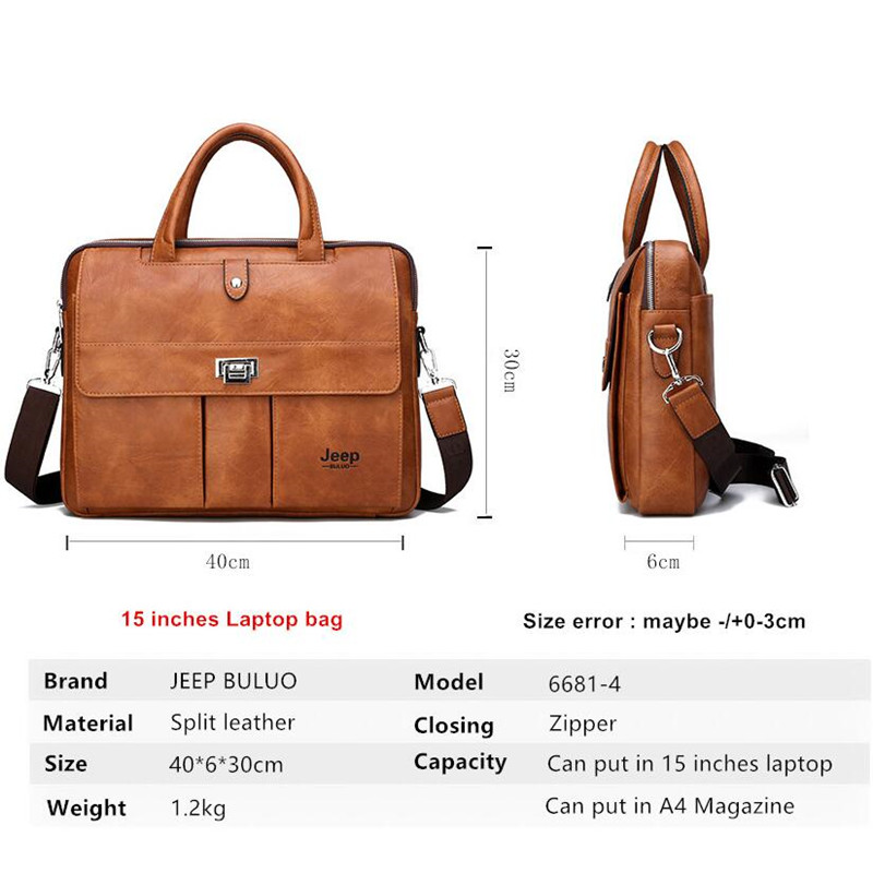 Jeep Buluo Men's Leather Brief - Leather Work Laptop Bag 评论和价格