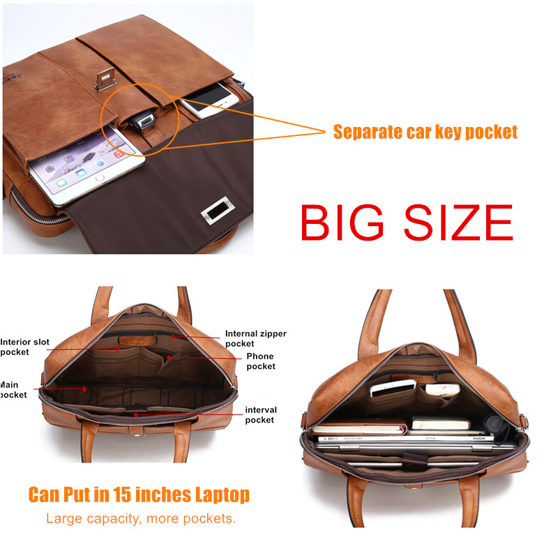 Jeep Buluo Men's Leather Brief - Leather Work Laptop Bag 评论和价格