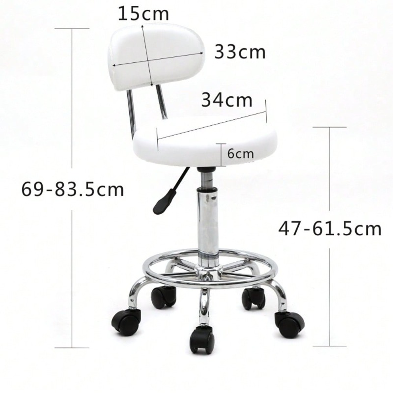 White Round Swivel Salon Stool - Leatherwork Tattoo 评论和价格